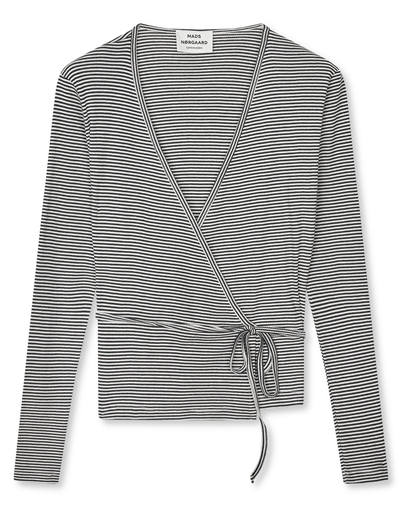 Mads Nørgaard - 2x2 Cotton Stripe Susi Bluse - Black/Vanilla Ice